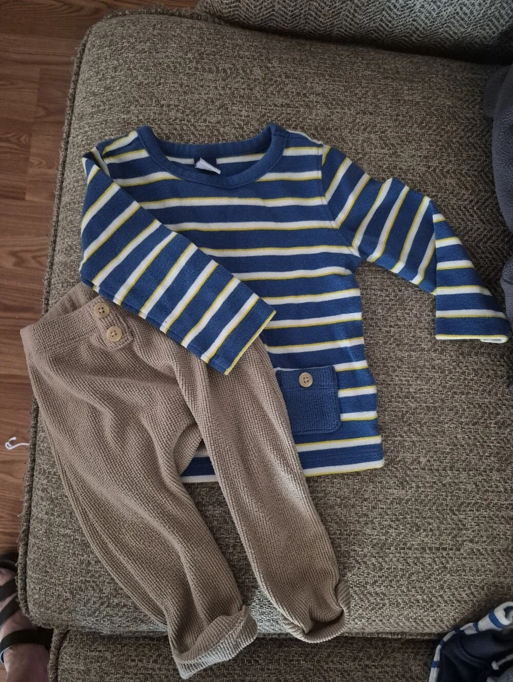 Striped Blue & Yellow Kids Long-Sleeve Top